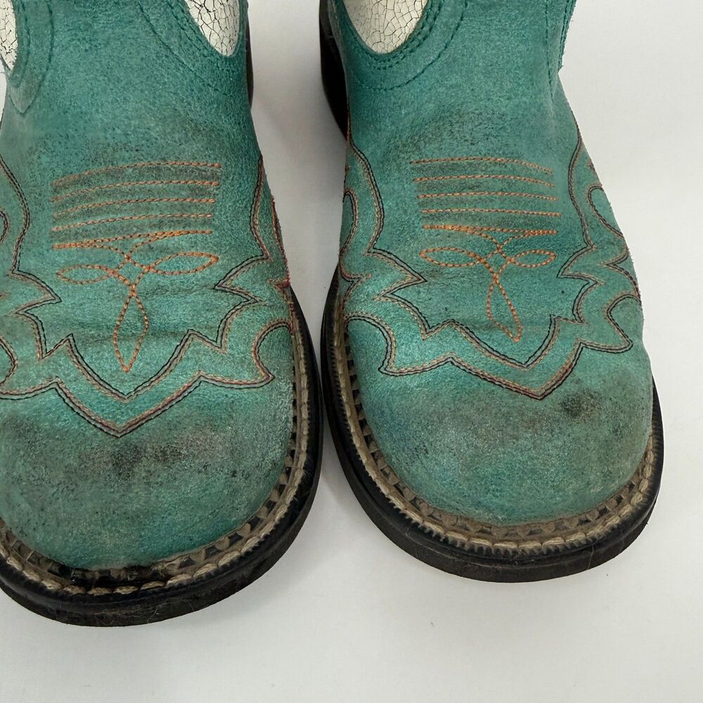 Ariat Boots Fat Baby Heritage Western Harmony Teal White Y2k Vintage Rodeo Sz 9B - Picture 3 of 11